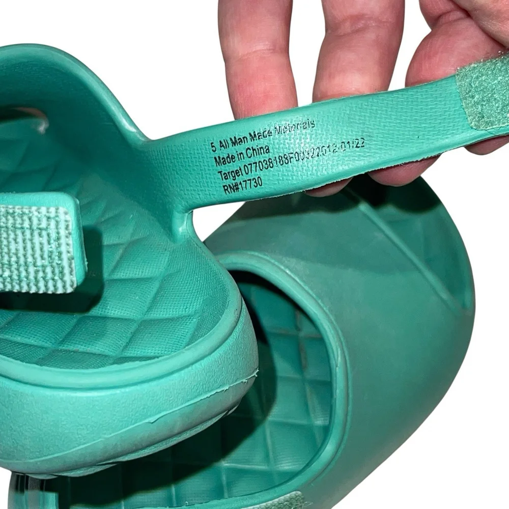 Toddler‎ Cat & Jack Green Lightweight Sandals Size 5 EUC Hook & Loop Sling Back